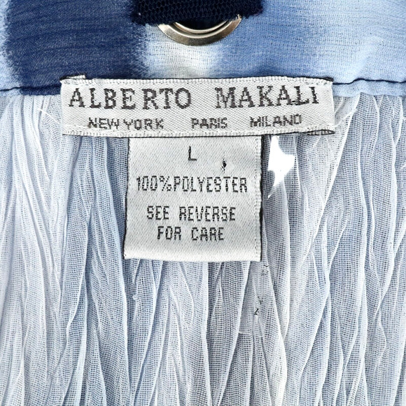 Alberto Makali Top Womens Small Blue Crinkle Fabric Stretch Blouse Sleeveless - Picture 3 of 12